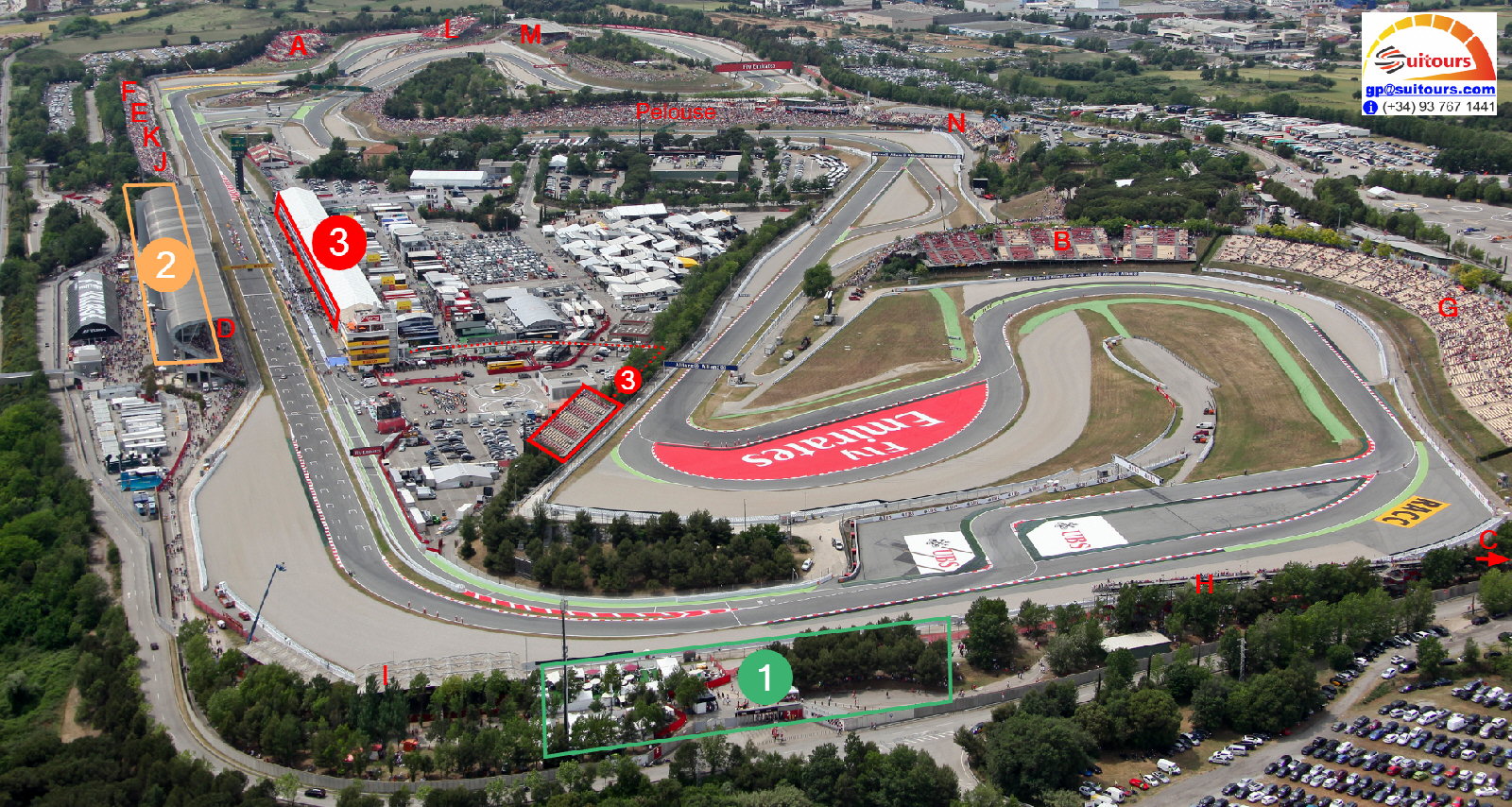 Plan de l'espace VIP GARDEN VILLAGE GP Barcelone
